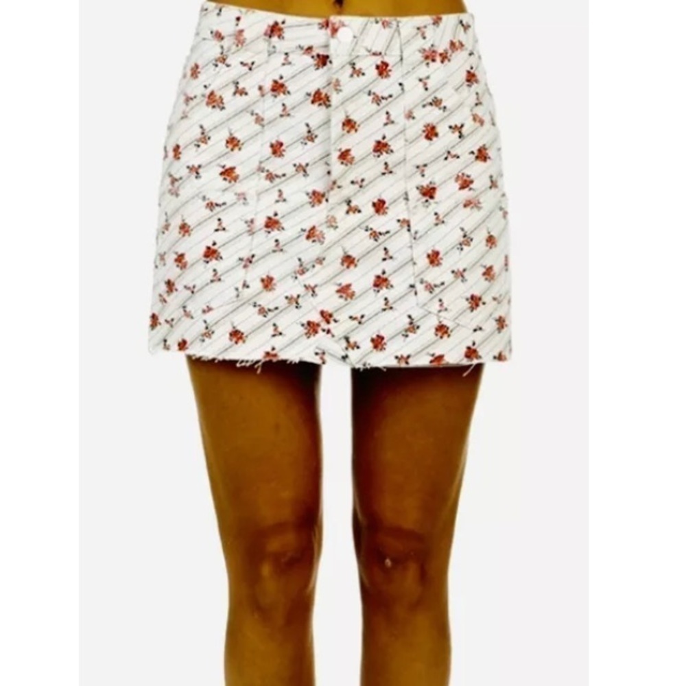 Re/Done Mini Cargo Skirt Rose Print Size 25/Size 0